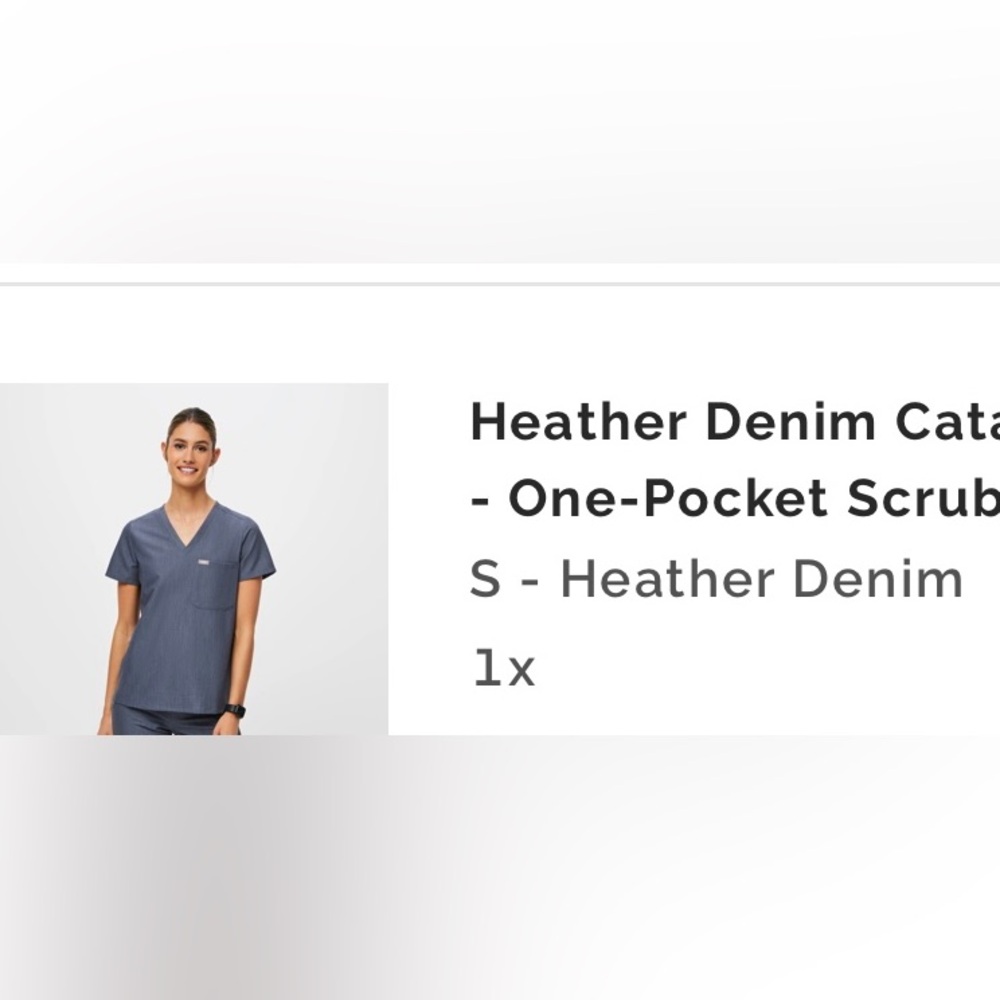 Figs scrub top Catarina one pocket heather denim size small